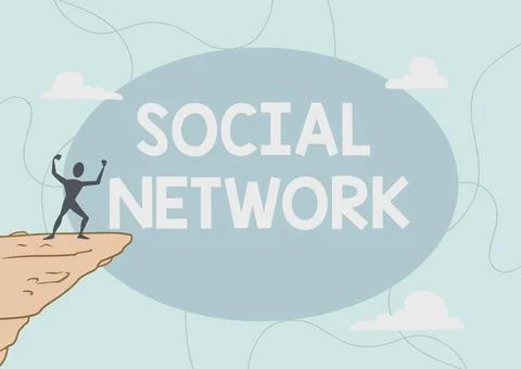 Sign displaying Social Network. Internet Concept Interactions Sharing Stock Illustration
