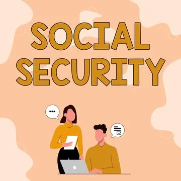 Sign displaying Social Security. Conceptual photo assistance from state showing Stock Illustration