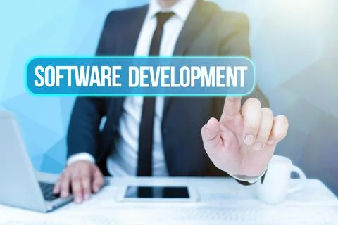 Sign displaying Software Development. Word Written on software is created using 写真素材