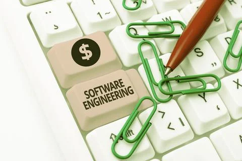 Sign displaying Software Engineering. Concept meaning apply engineering to the Stock Photos