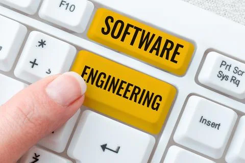 Sign displaying Software Engineering. Word for Program Development in Systematic Stock Photos