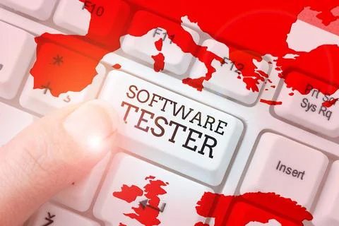 Sign displaying Software Tester. Concept meaning implemented to protect software Foto stock
