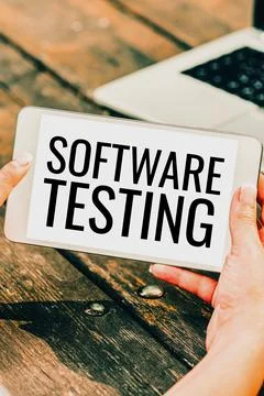 Sign displaying Software Testing. Word for activity to check whether the results Stock Photos