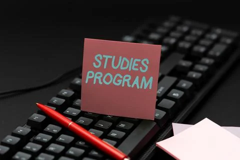 Sign displaying Studies Program. Word Written on Platform help move you towards Stock Photos