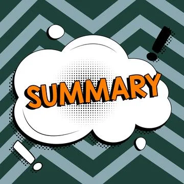 Sign displaying Summary. Concept meaning Brief Statement Abstract Synopsis Ilustración de archivo