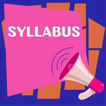 Sign displaying Syllabus. Word for a summary outline of a discourse, treatise or Stock Illustration