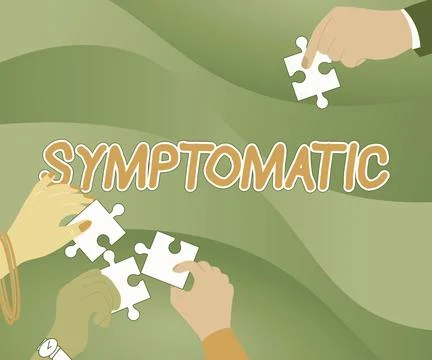 Sign displaying Symptomatic. Word for serving as symptom or sign especially of Illustrazione stock