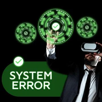 Sign displaying System Error. Business overview Technological failure Software Stockfoto's
