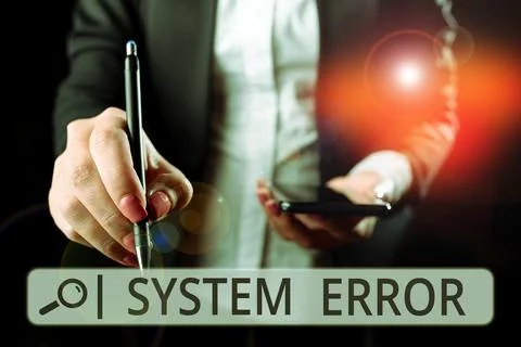 Sign displaying System Error. Word Written on Technological failure Software Fotos de archivo