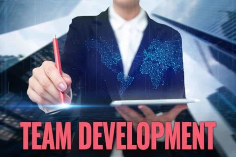 Sign displaying Team Development. Word for learn why and how small groups change 写真素材