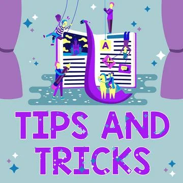 Sign displaying Tips And Tricks. Business approach means piece advice maybe Illustrazione stock