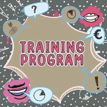 Sign displaying Training Program. Business overview learn specific knowledge or Ilustración de archivo
