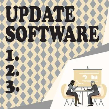 Sign displaying Update Software. Business concept replacing program with a newer Illustrazione stock