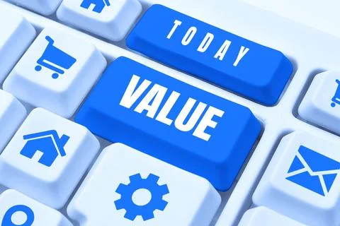 Sign displaying Value. Word for principles or standards behaviour judgement what Foto stock
