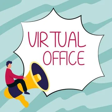 Sign displaying Virtual Office. Internet Concept Mobile work-environment Stock Illustration