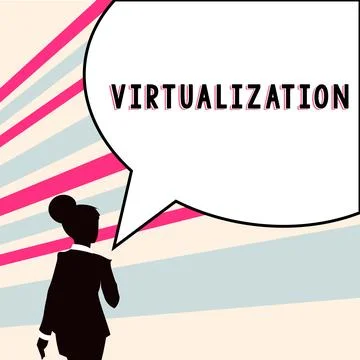 Sign displaying Virtualization. Word Written on application of virtual Stock Illustration