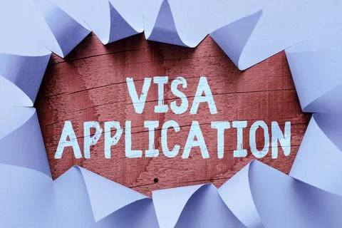 Sign displaying Visa Application. Conceptual photo an process of getting an Stock Photos