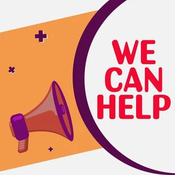 Sign displaying We Can Help. Business idea Let us support you give advice Ilustração Stock