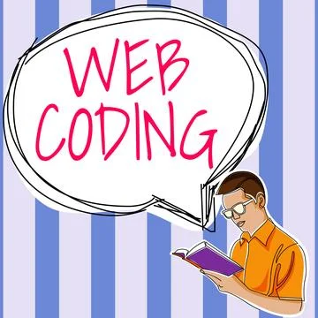 Sign displaying Web Coding. Business concept work involved in developing a web Stock-Illustration