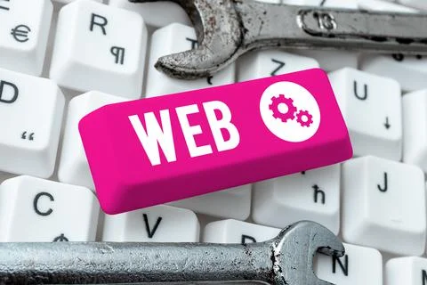 Sign displaying Web. Concept meaning a system of Internet servers that support Stock Photos
