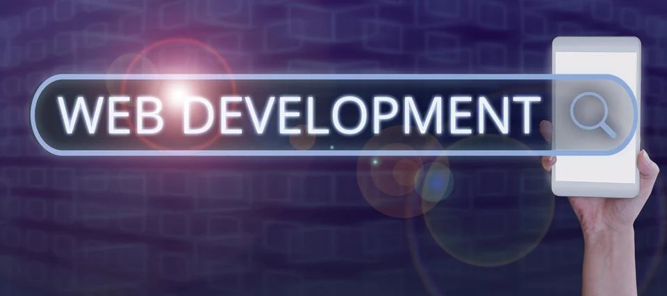 Sign displaying Web Development. Word Written on work involved in developing a Stock Photos