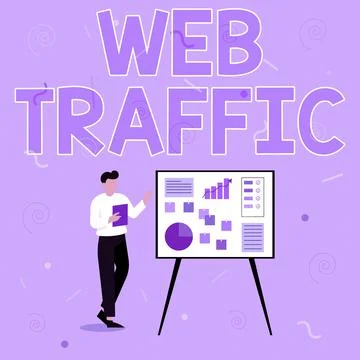 Sign displaying Web Traffic. Internet Concept amount of web users and attempted Illustrazione stock