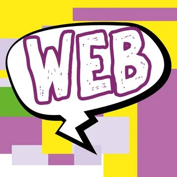 Sign displaying Web. Word for a system of Internet servers that support Illustrazione stock