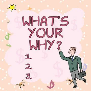 Sign displaying What's Your Why, Business approach annoyed and frustrated bei Stock Illustration