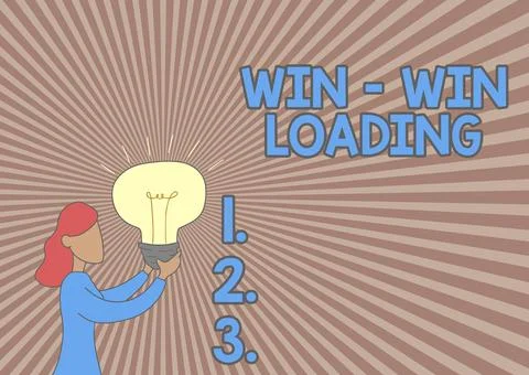 Sign displaying Win win Loading. Business idea advantageous or satisfactory to Stockillustratie