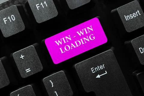 Sign displaying Win win Loading. Concept meaning advantageous or satisfactory to 스톡 사진