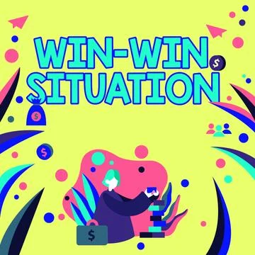 Sign displaying Win Win Situation. Conceptual photo situation where all the 库存插图