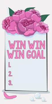 Sign displaying Win Win Win Goal. Word for Approach that aims to satisfy all Stock Illustration