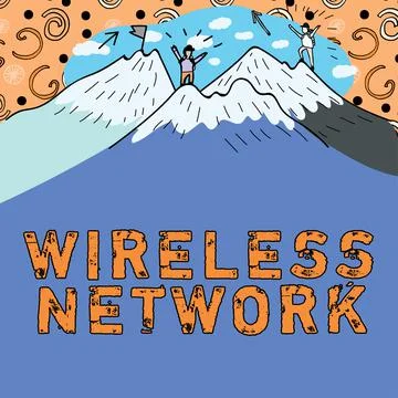 Sign displaying Wireless Network. Word Written on nonobjective motif that cannot Stock Illustration