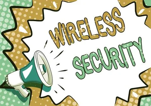 Sign displaying Wireless Security. Business approach prevention of unauthorized Stock Illustration