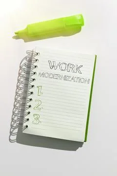 Sign displaying Work Modernization. Conceptual photo changing product service 库存照片