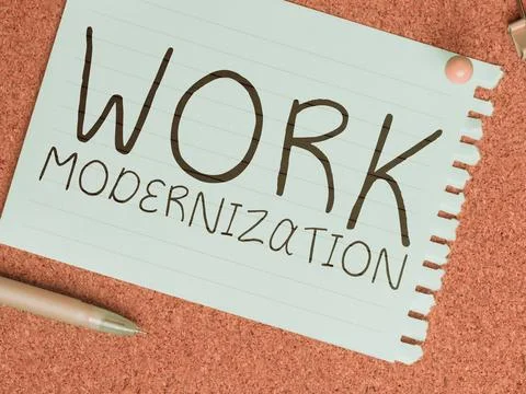 Sign displaying Work Modernization. Conceptual photo changing product service 库存照片