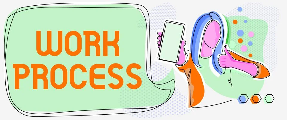 Sign displaying Work Process. Business overview Standard procedures how to Illustrazione stock