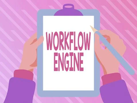 Sign displaying Workflow Engine. Word for software application that manages イラスト素材