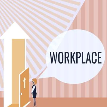 Sign displaying Workplace. Internet Concept Area where you can find busy showing Ilustración de archivo