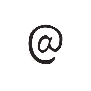 At sign doodle icon, vector black illustration Stock Illustration