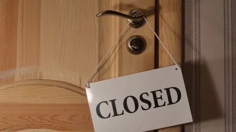 Sign on the door is closed, open. Stock Footage 91630909
