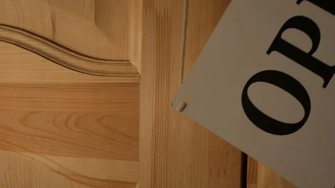 Sign on the door is closed, open. Stock Footage 91630976