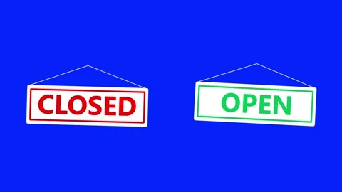 Sign on the door with the text open or closed. The inscriptions gently sway. Video stock 296698438