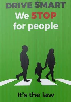 Sign for drivers to be safe and stop for people Иллюстрация