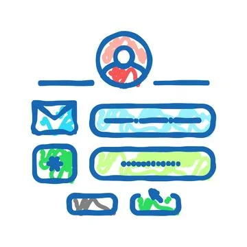 Sign up with e-mail icon doodle illustration Stock Illustration