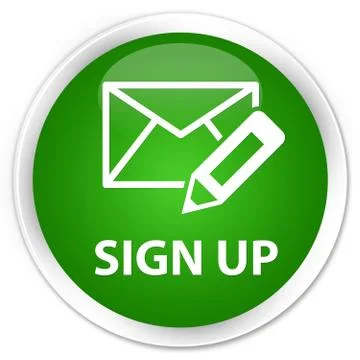 Sign up (edit mail icon) premium green round button Stock Illustration