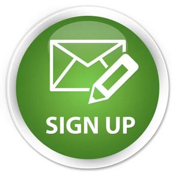 Sign up (edit mail icon) premium soft green round button Stock Illustration