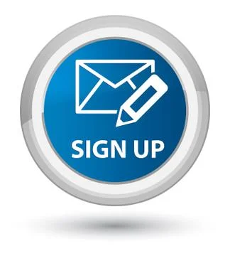 Sign up (edit mail icon) prime blue round button Stock Illustration