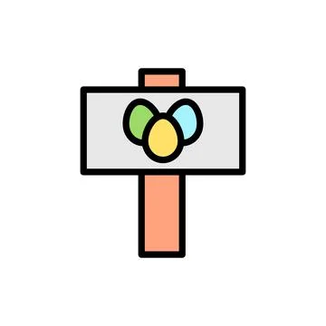 Sign egg pointer outline color icon. Simple outline color vector elements of Illustrazione stock