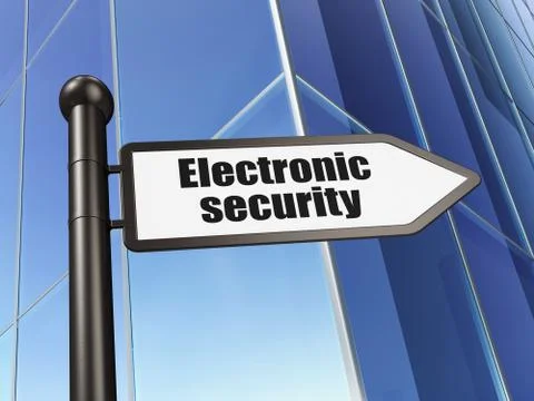 Sign Electronic Security on Building 库存插图